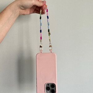 Multicolor Beaded Phone Strap with Gold Accents
